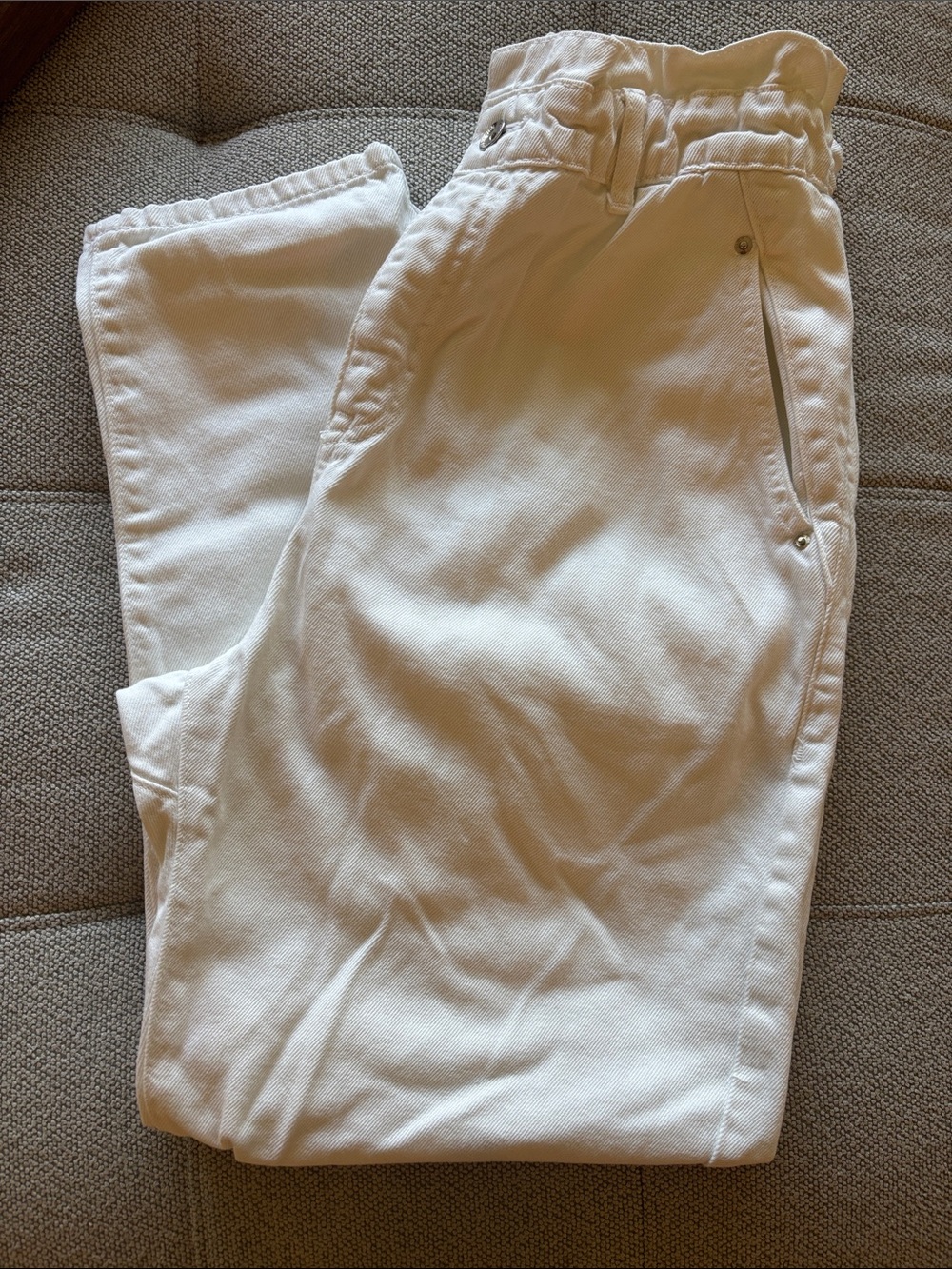 Zara White Casual Cotton Pants